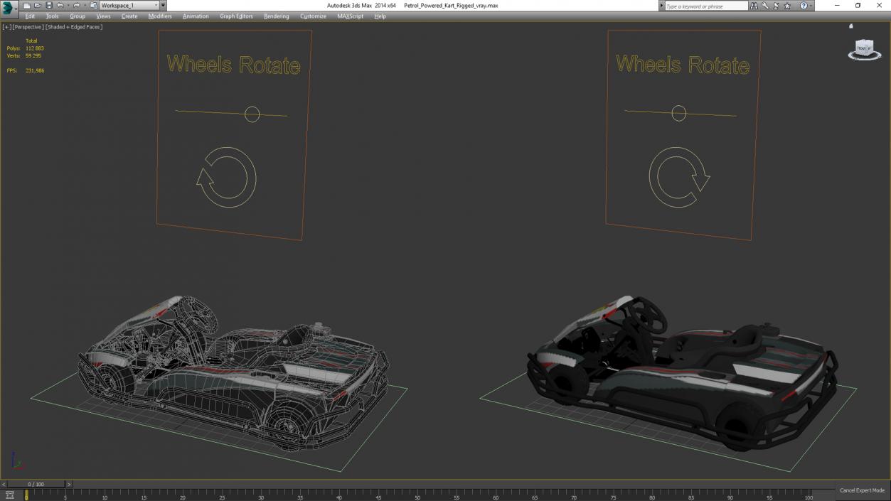 3D Petrol Powered Kart Rigged