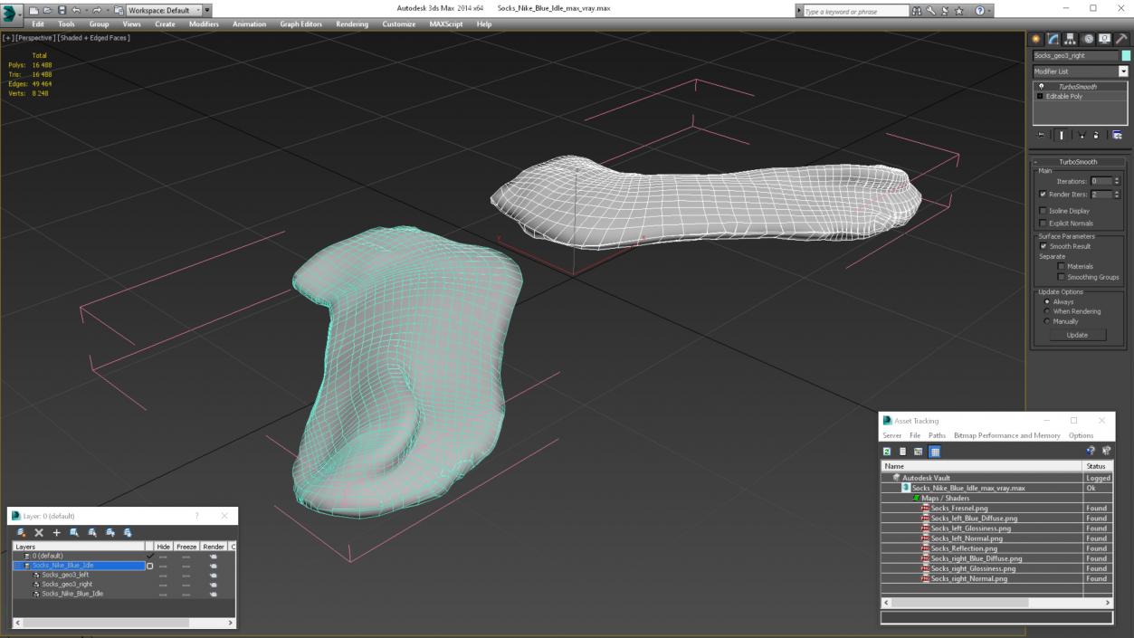 3D model Socks Nike Blue Idle