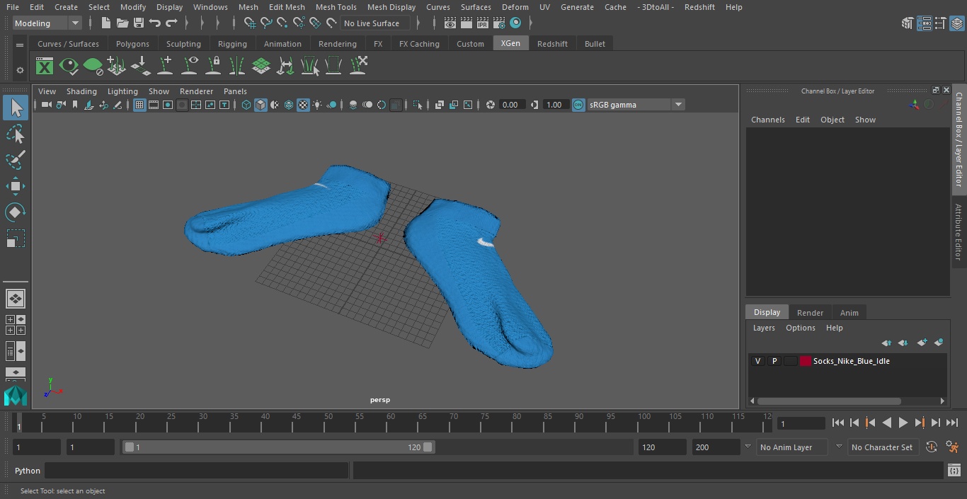 3D model Socks Nike Blue Idle