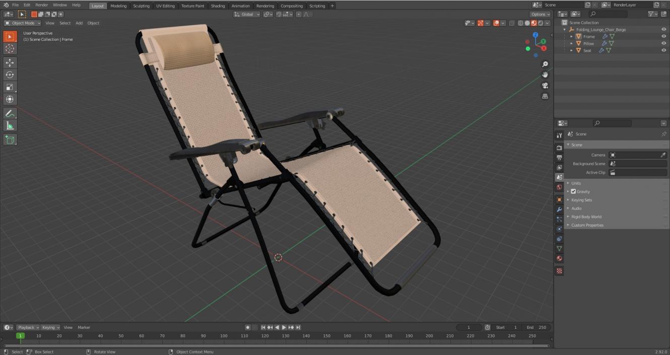 3D Folding Lounge Chair Beige