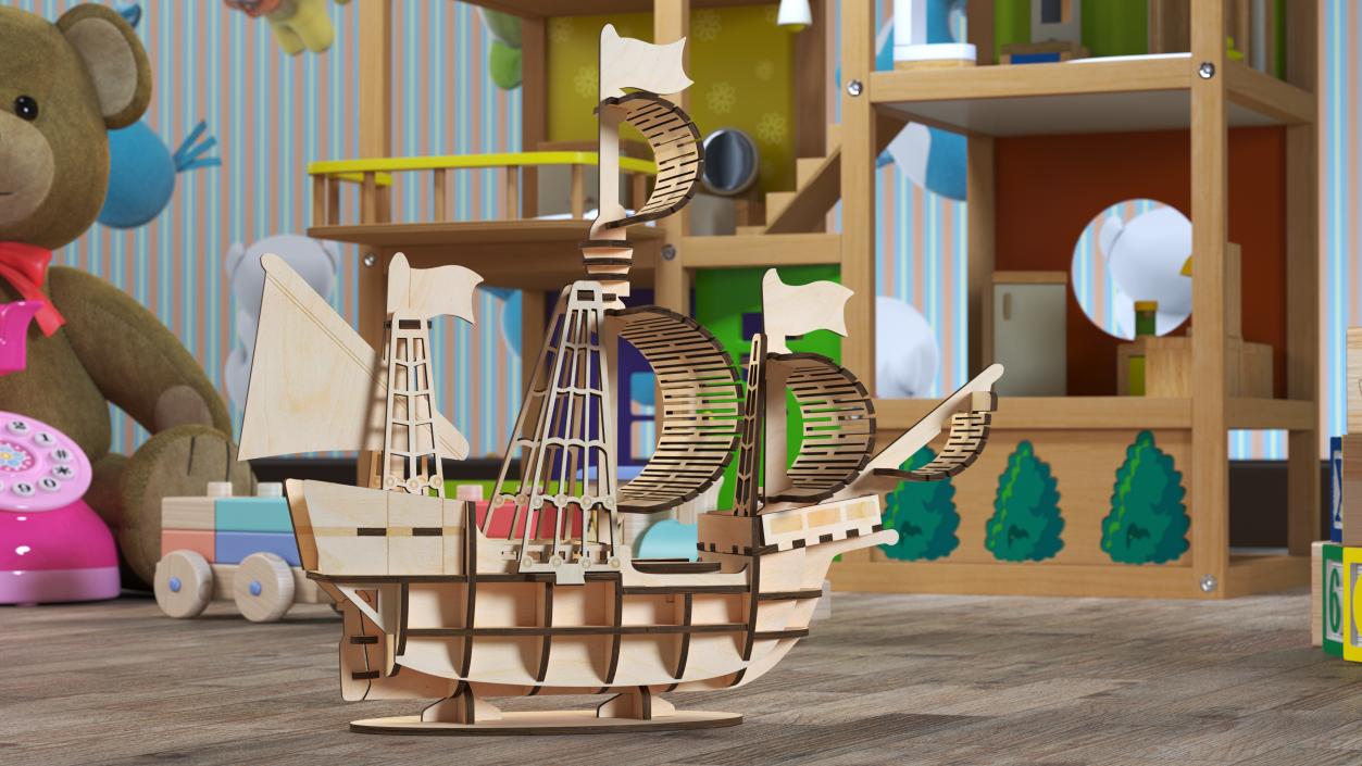 3D Wooden Puzzle Ship model