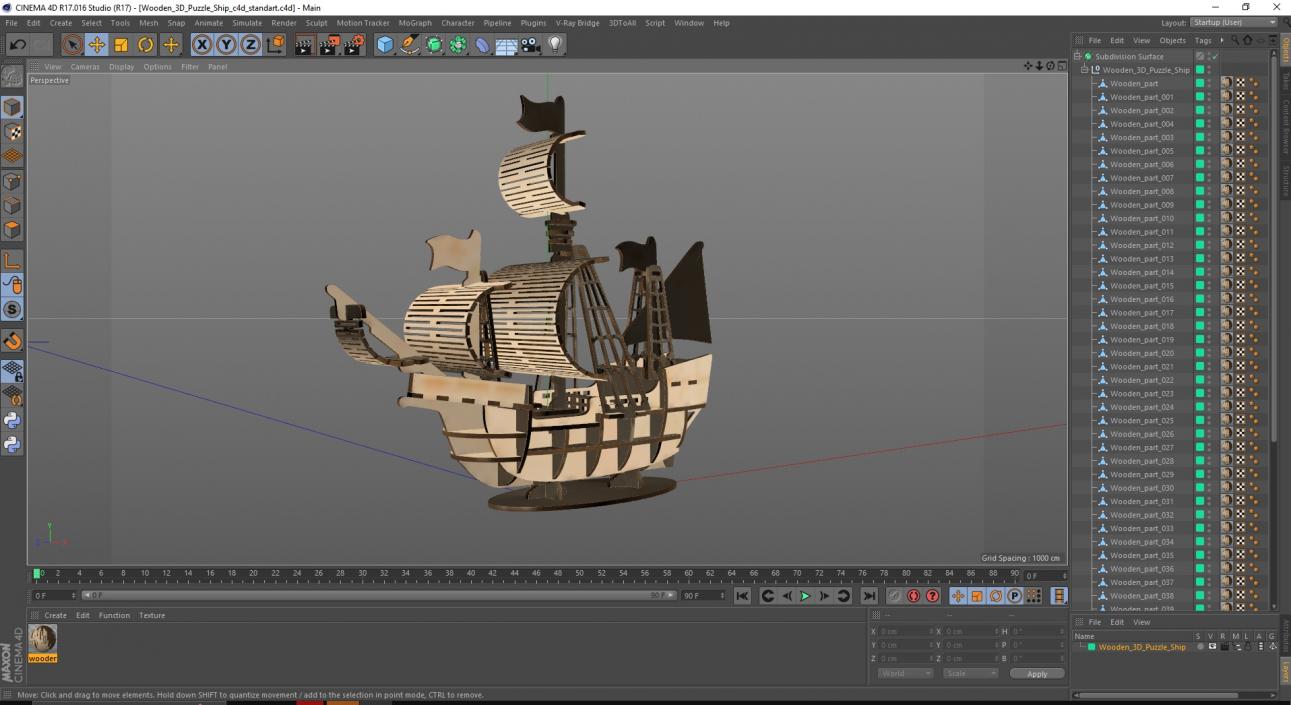 3D Wooden Puzzle Ship model