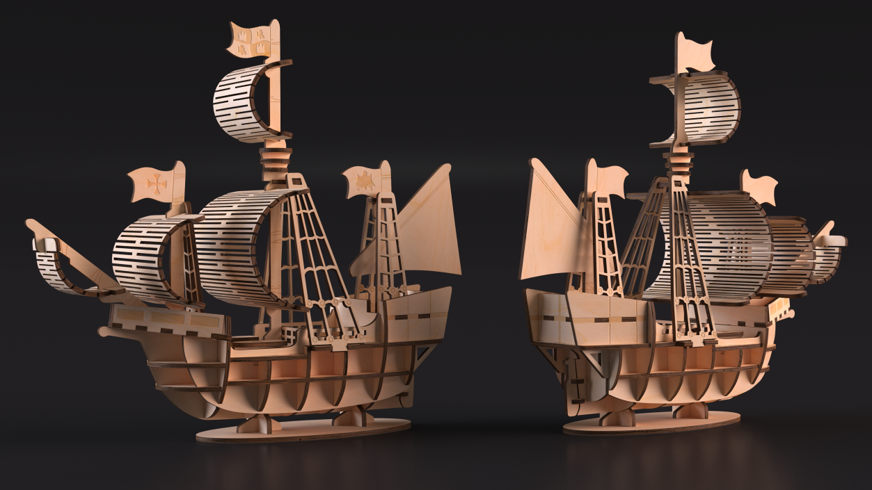 3D Wooden Puzzle Ship model