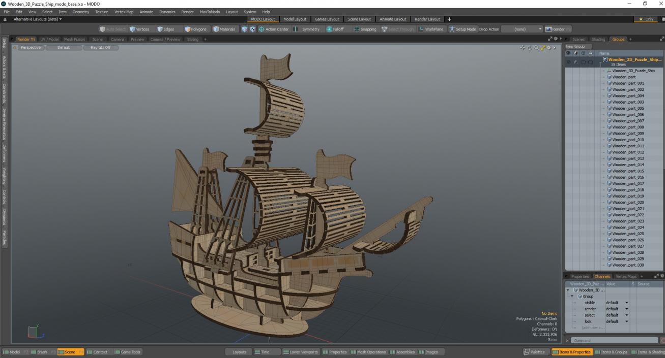 3D Wooden Puzzle Ship model