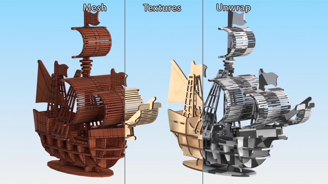 3D Wooden Puzzle Ship model