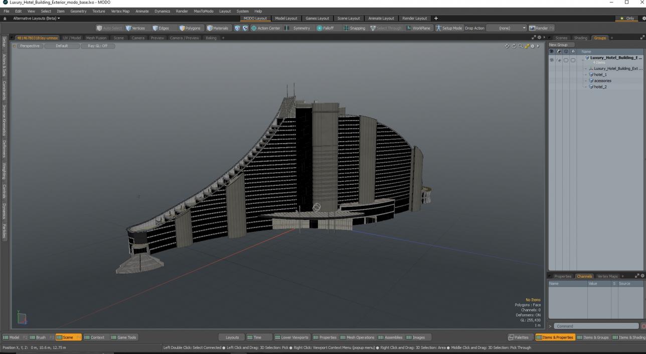 3D model Luxury Hotel Building Exterior