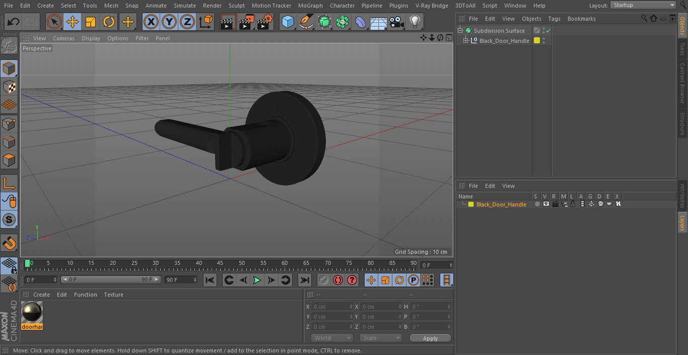 Black Door Handle 3D