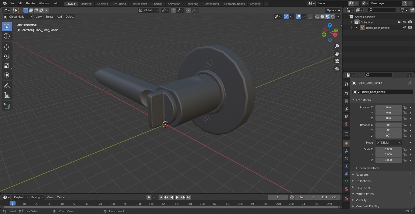 Black Door Handle 3D