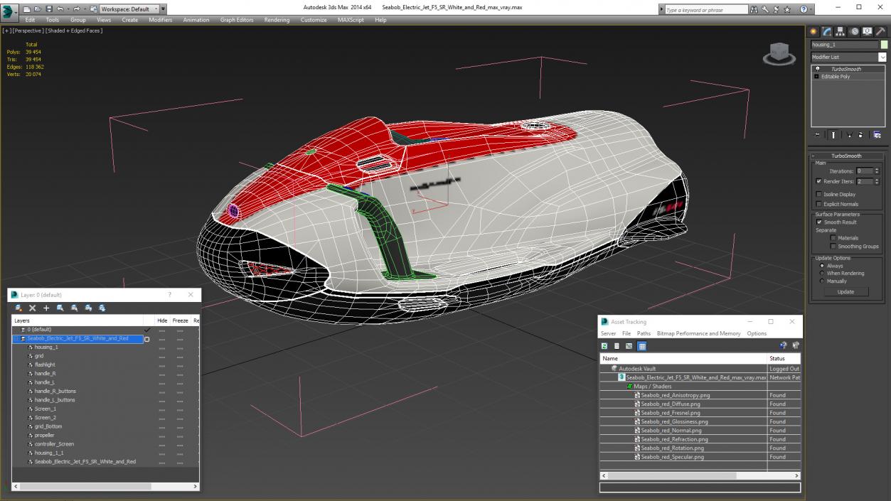 Seabob Electric Jet F5 SR White and Red 3D model