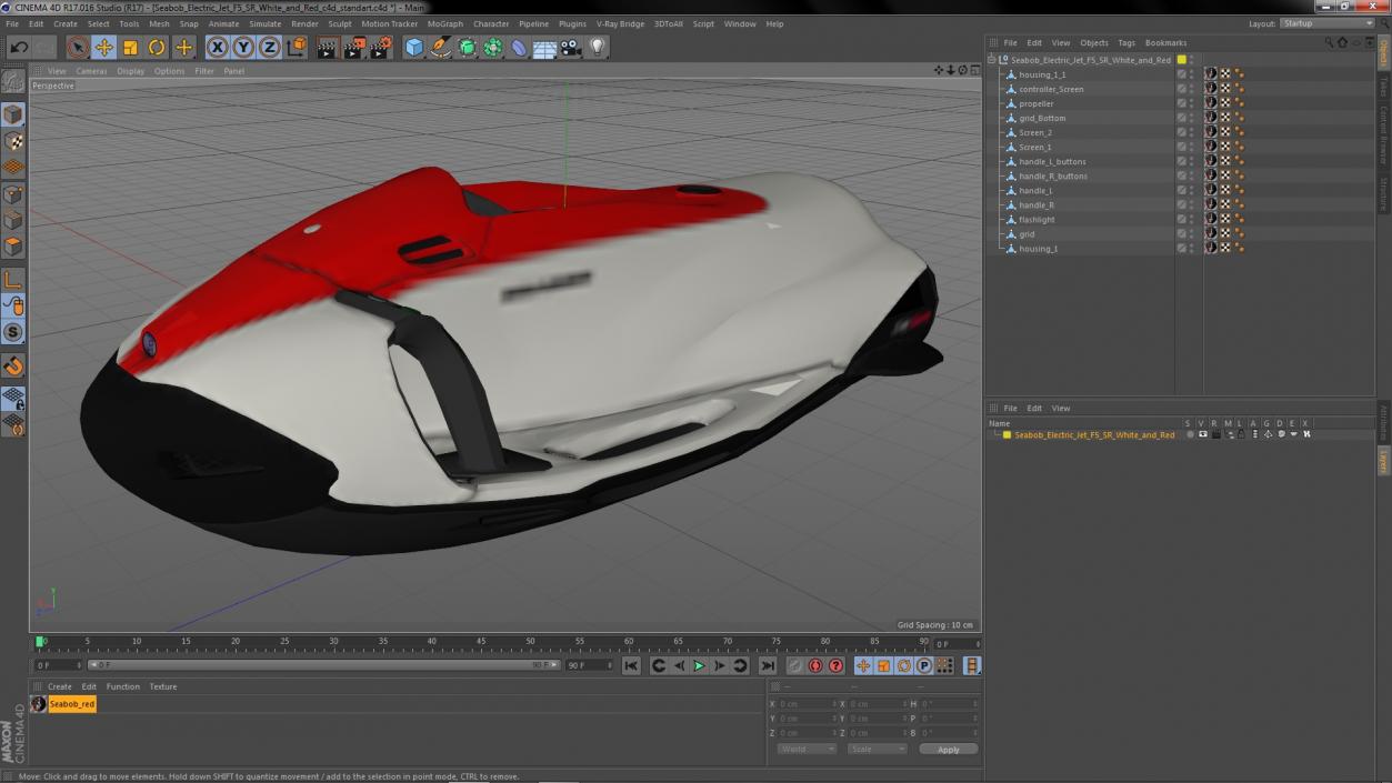 Seabob Electric Jet F5 SR White and Red 3D model