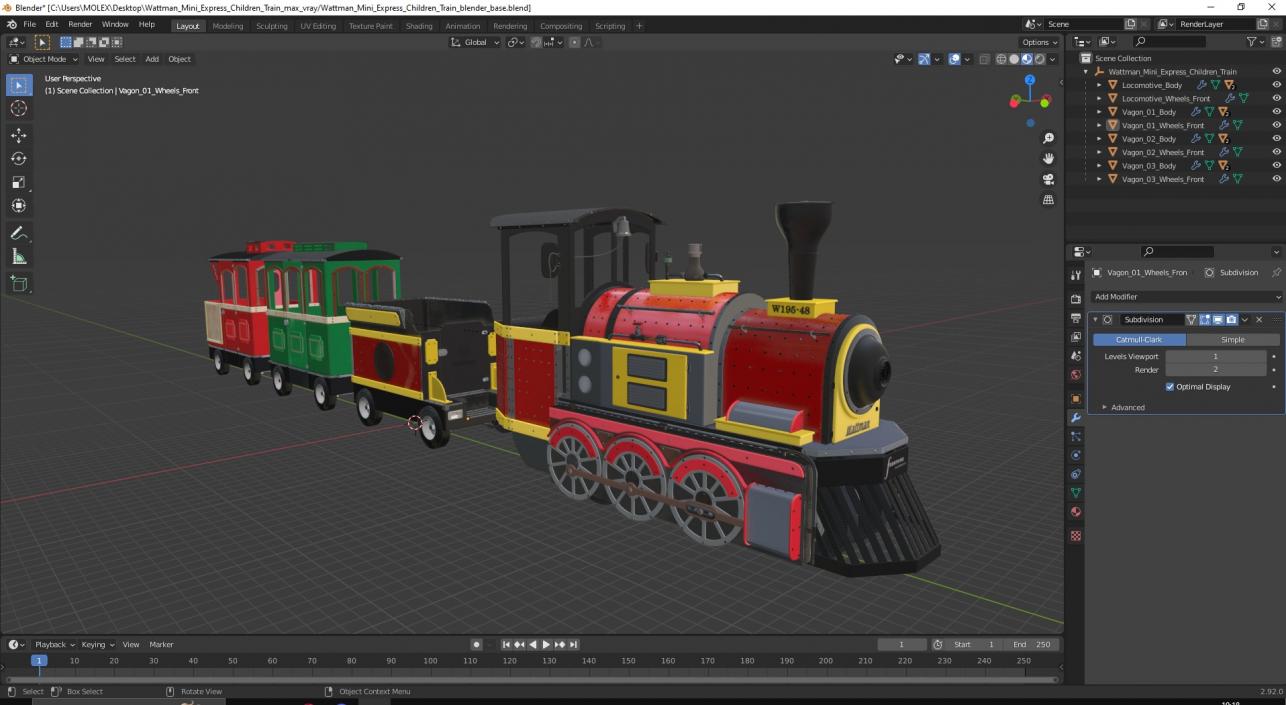 3D model Wattman Mini Express Children Train