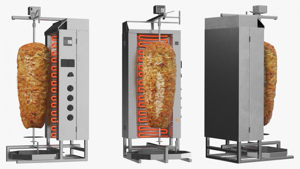 Vertical Rotisserie Grill with Doner Kebab 3D