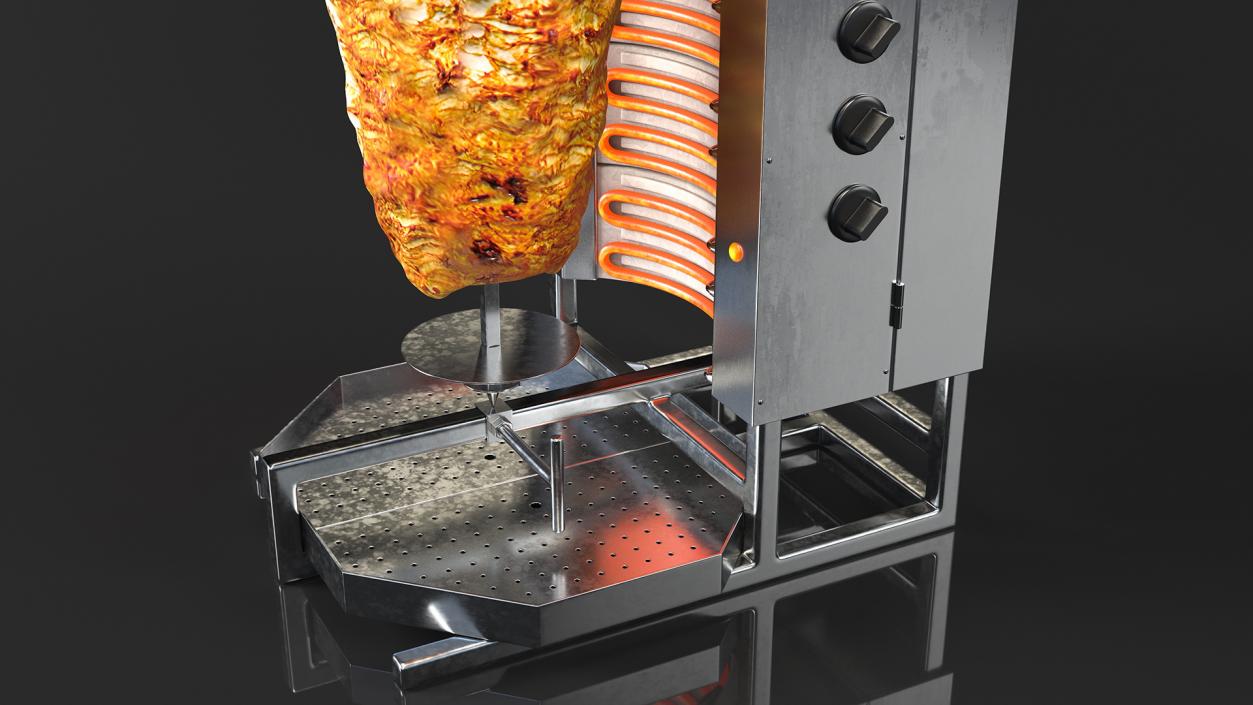 Vertical Rotisserie Grill with Doner Kebab 3D