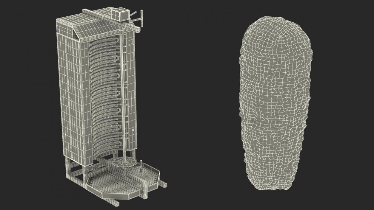 Vertical Rotisserie Grill with Doner Kebab 3D