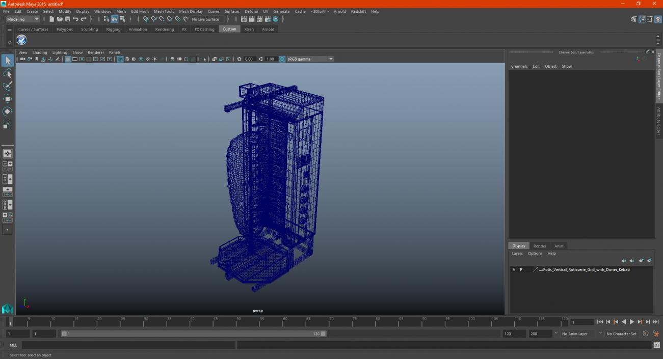 Vertical Rotisserie Grill with Doner Kebab 3D