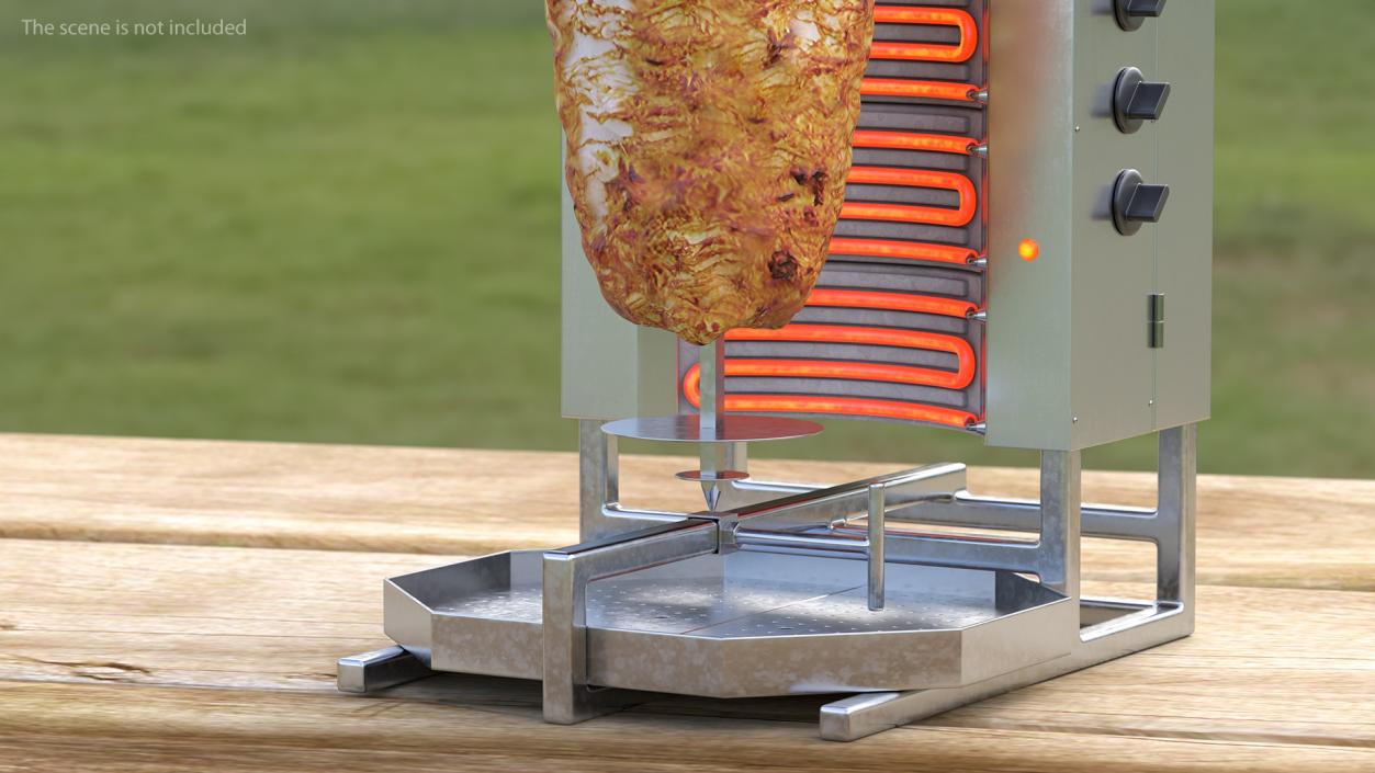 Vertical Rotisserie Grill with Doner Kebab 3D