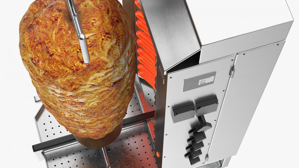 Vertical Rotisserie Grill with Doner Kebab 3D