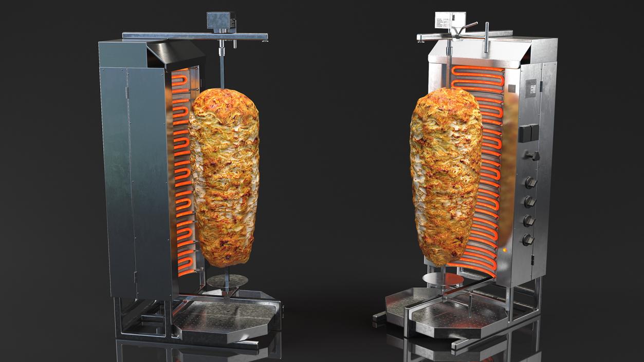 Vertical Rotisserie Grill with Doner Kebab 3D