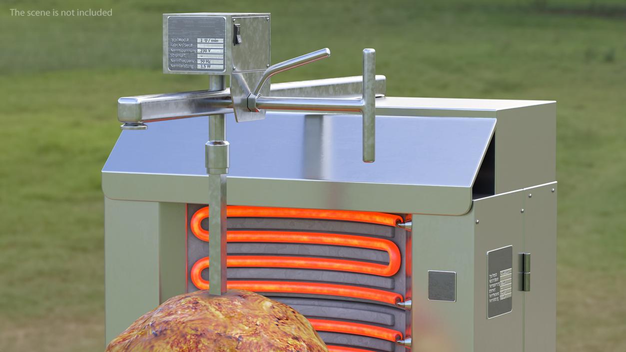 Vertical Rotisserie Grill with Doner Kebab 3D