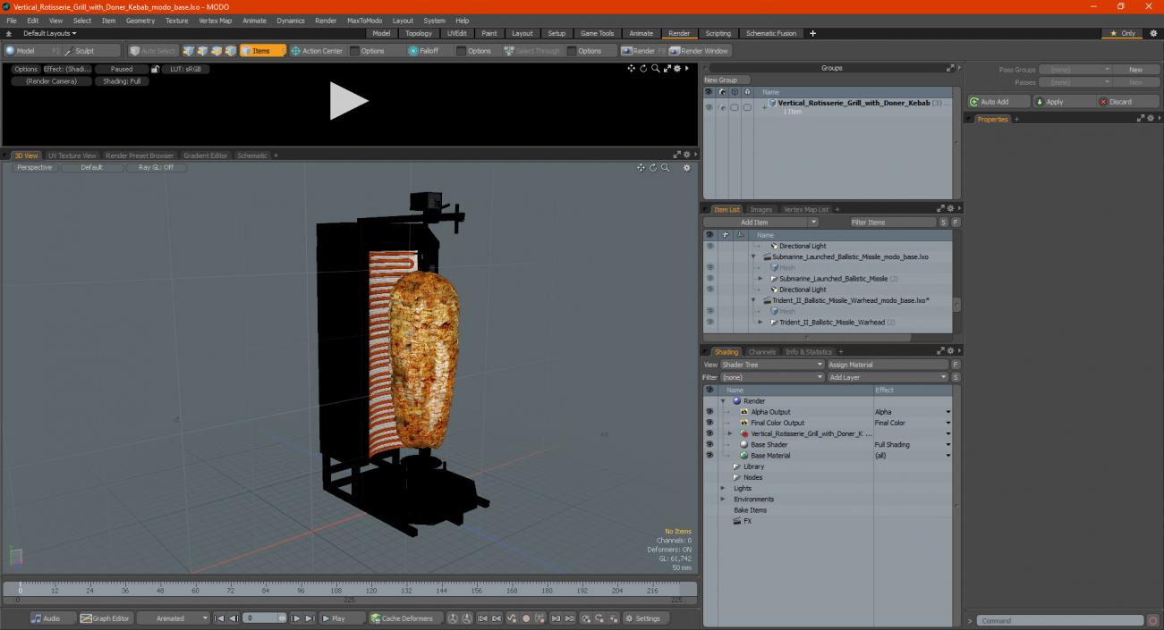 Vertical Rotisserie Grill with Doner Kebab 3D