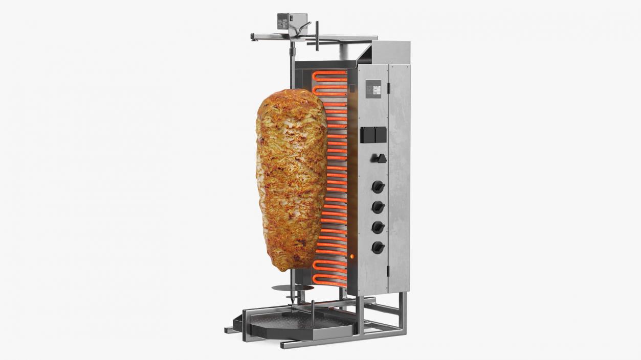 Vertical Rotisserie Grill with Doner Kebab 3D