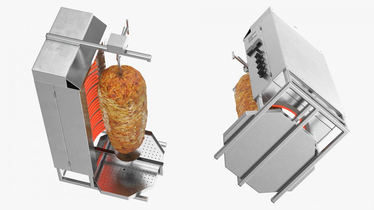 Vertical Rotisserie Grill with Doner Kebab 3D