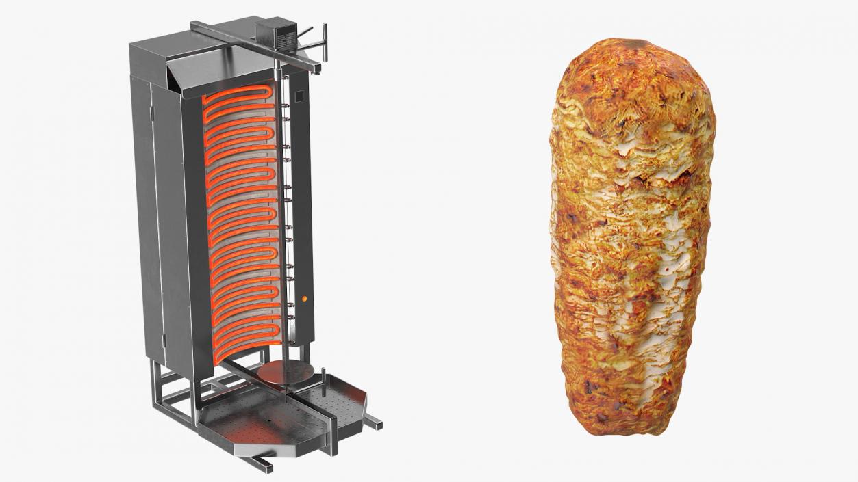 Vertical Rotisserie Grill with Doner Kebab 3D