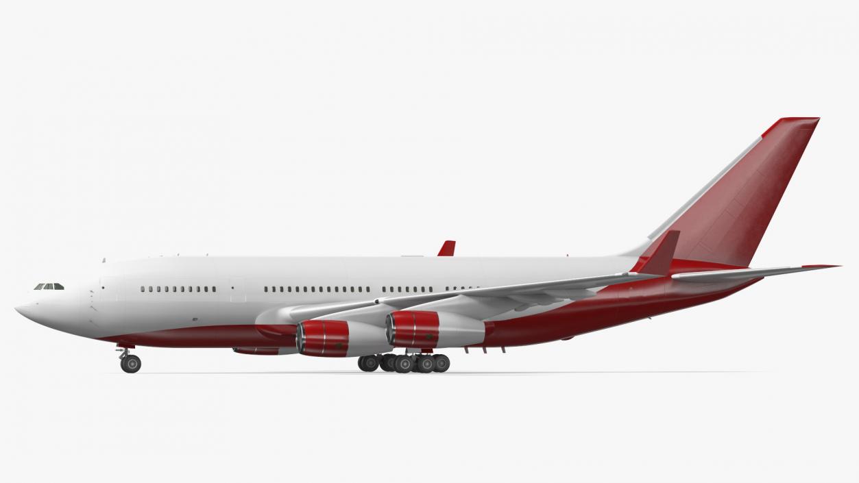 3D Long Range Plane Red Simple Interior Rigged model