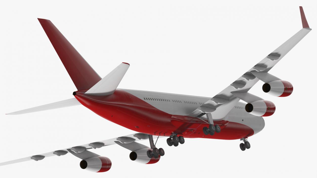 3D Long Range Plane Red Simple Interior Rigged model