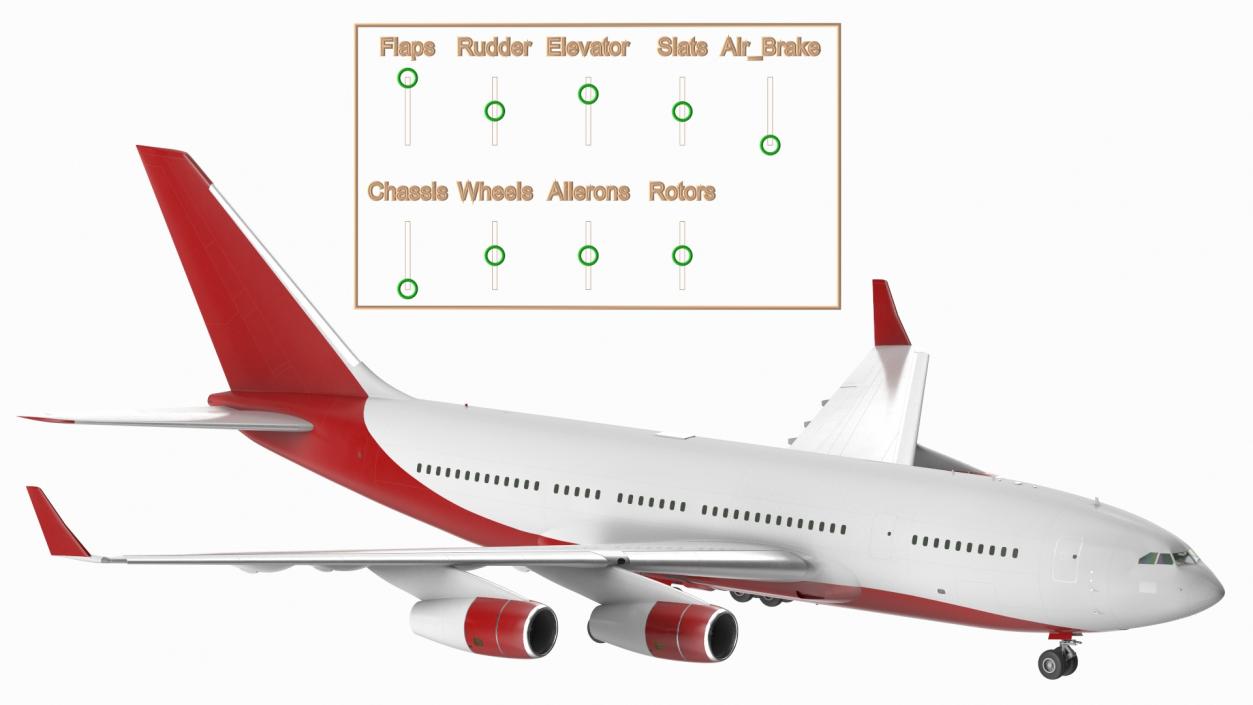 3D Long Range Plane Red Simple Interior Rigged model