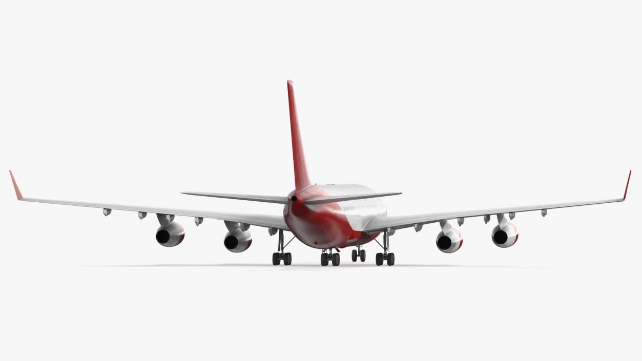 3D Long Range Plane Red Simple Interior Rigged model