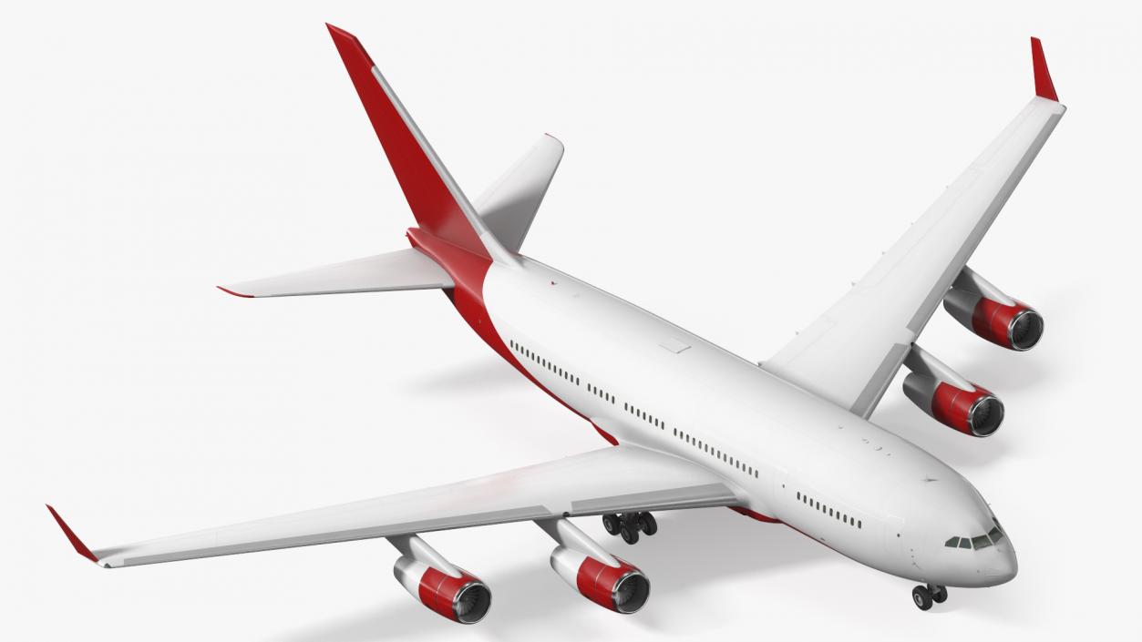 3D Long Range Plane Red Simple Interior Rigged model