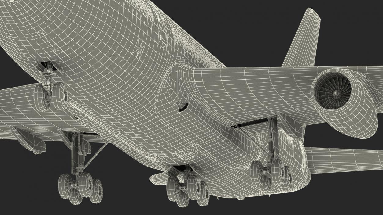 3D Long Range Plane Red Simple Interior Rigged model