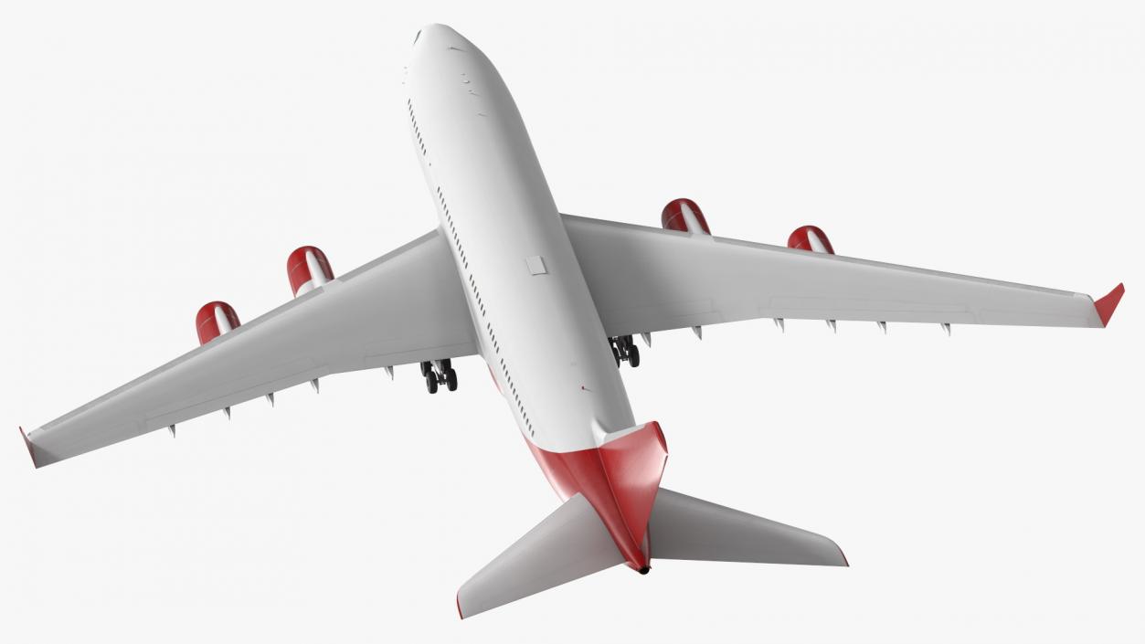 3D Long Range Plane Red Simple Interior Rigged model