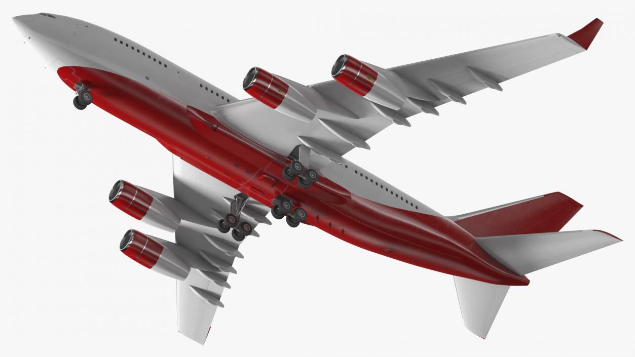 3D Long Range Plane Red Simple Interior Rigged model