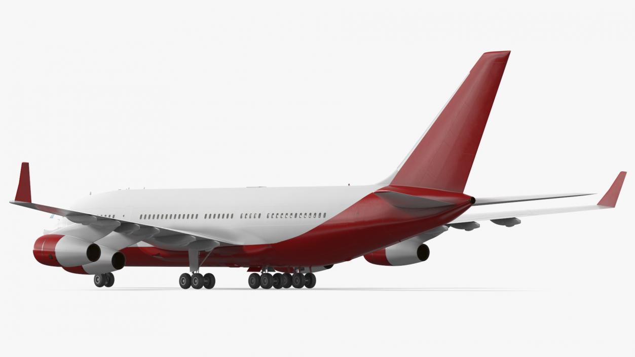 3D Long Range Plane Red Simple Interior Rigged model