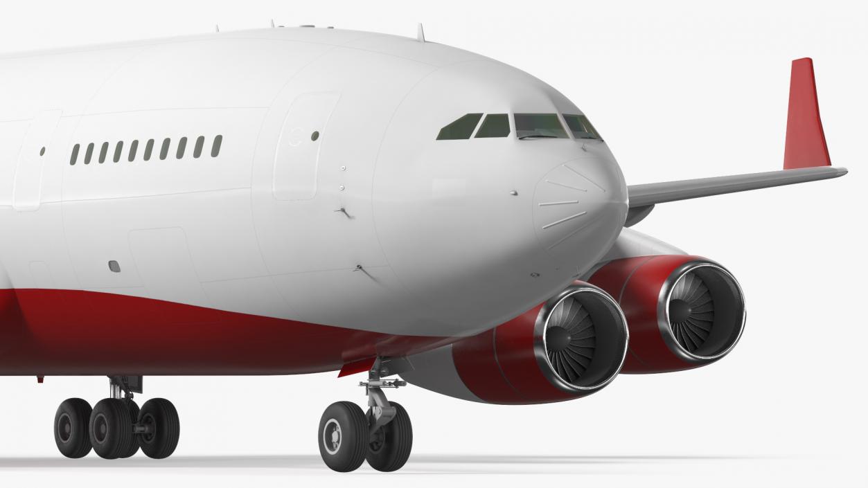 3D Long Range Plane Red Simple Interior Rigged model