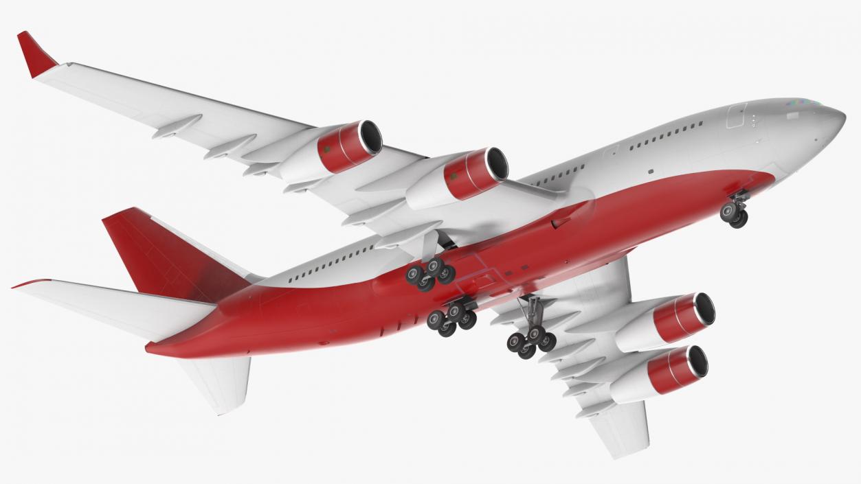 3D Long Range Plane Red Simple Interior Rigged model