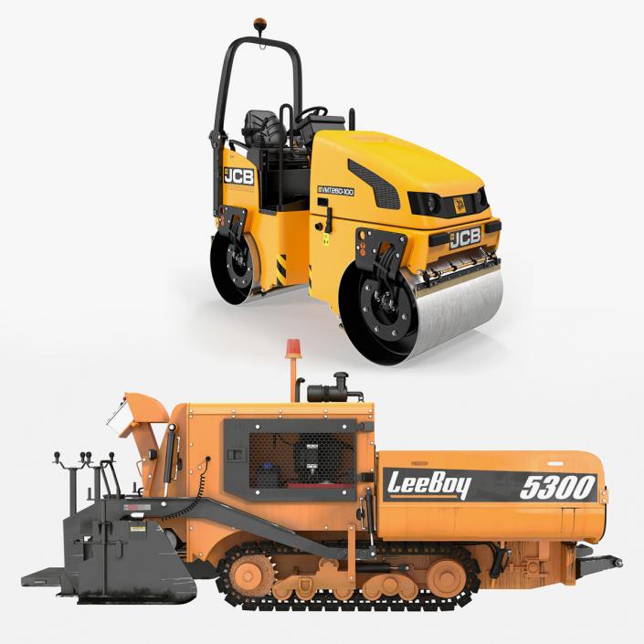 3D model Asphalt Paver and Road Roller Collection