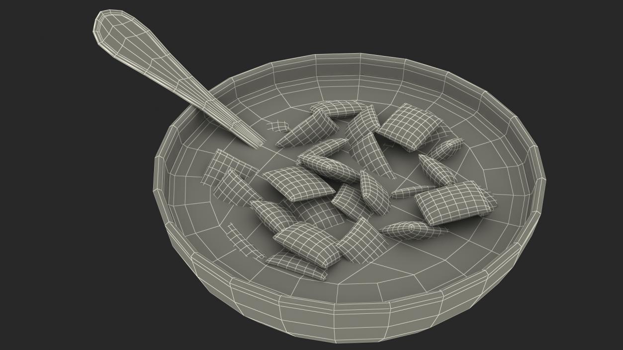 Breakfast Cereal Pads in Bowl with Milk 3D model