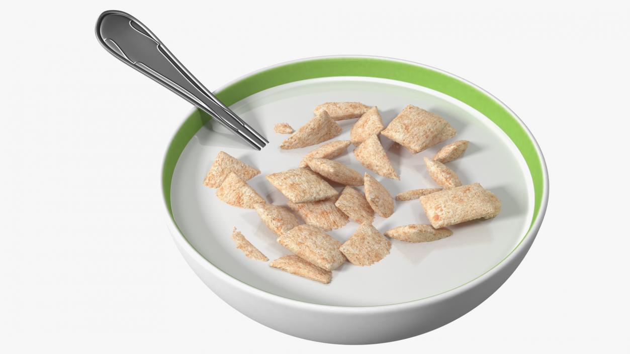 Breakfast Cereal Pads in Bowl with Milk 3D model