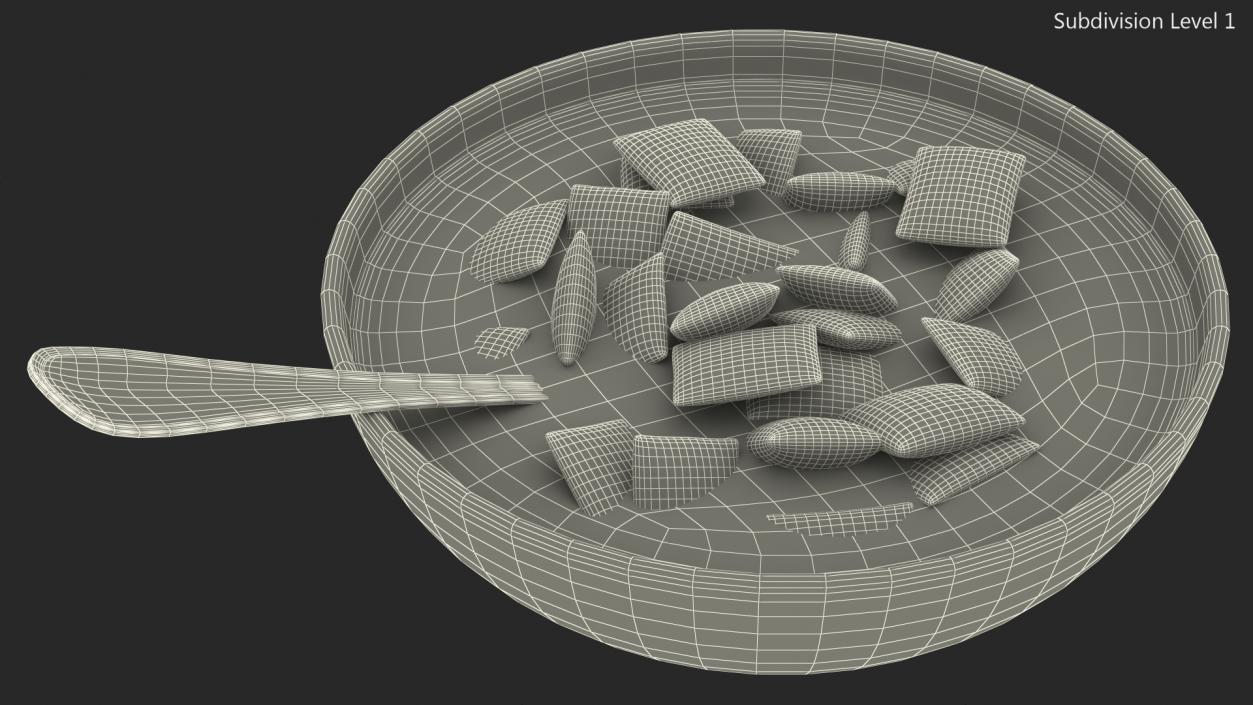 Breakfast Cereal Pads in Bowl with Milk 3D model