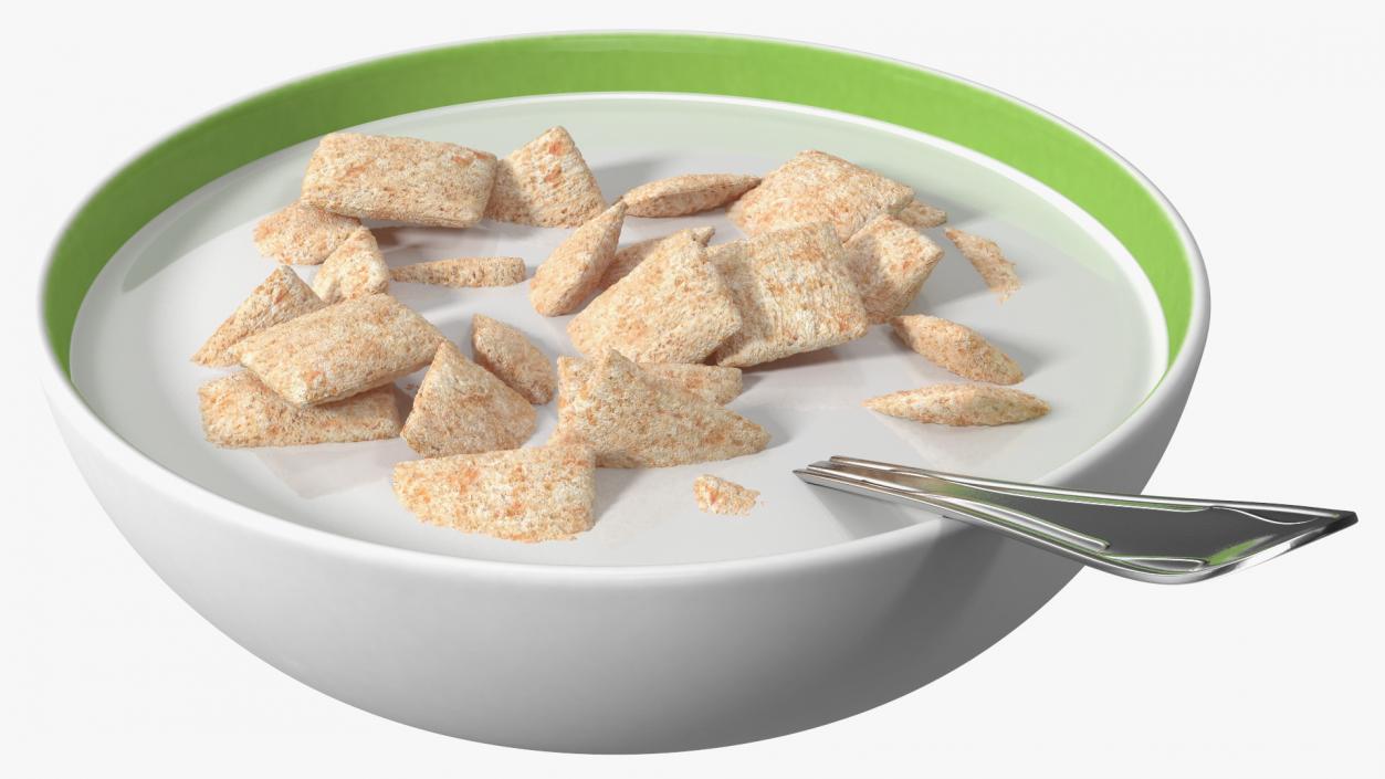 Breakfast Cereal Pads in Bowl with Milk 3D model