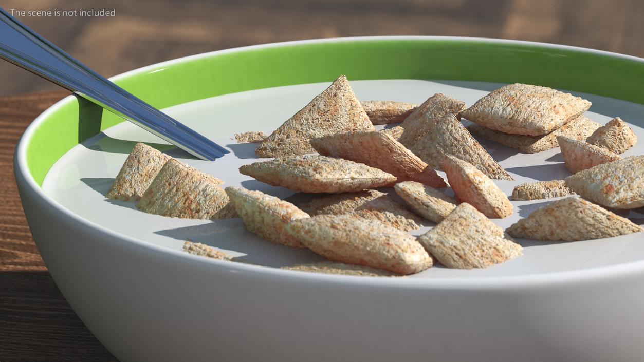 Breakfast Cereal Pads in Bowl with Milk 3D model