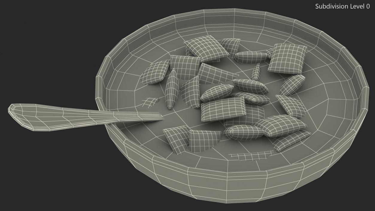 Breakfast Cereal Pads in Bowl with Milk 3D model