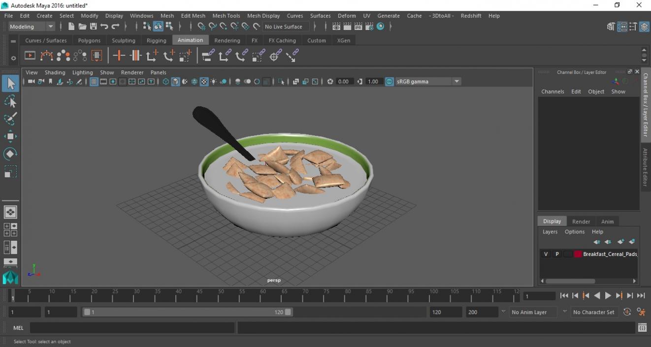 Breakfast Cereal Pads in Bowl with Milk 3D model