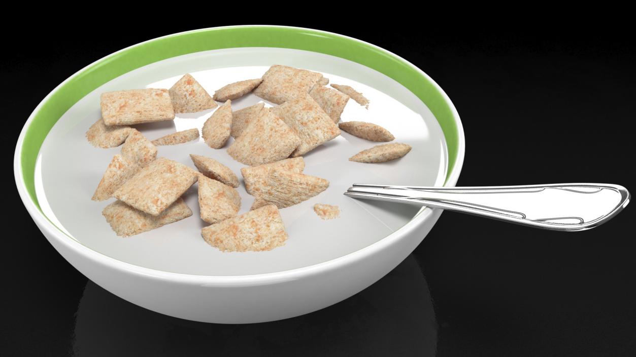 Breakfast Cereal Pads in Bowl with Milk 3D model