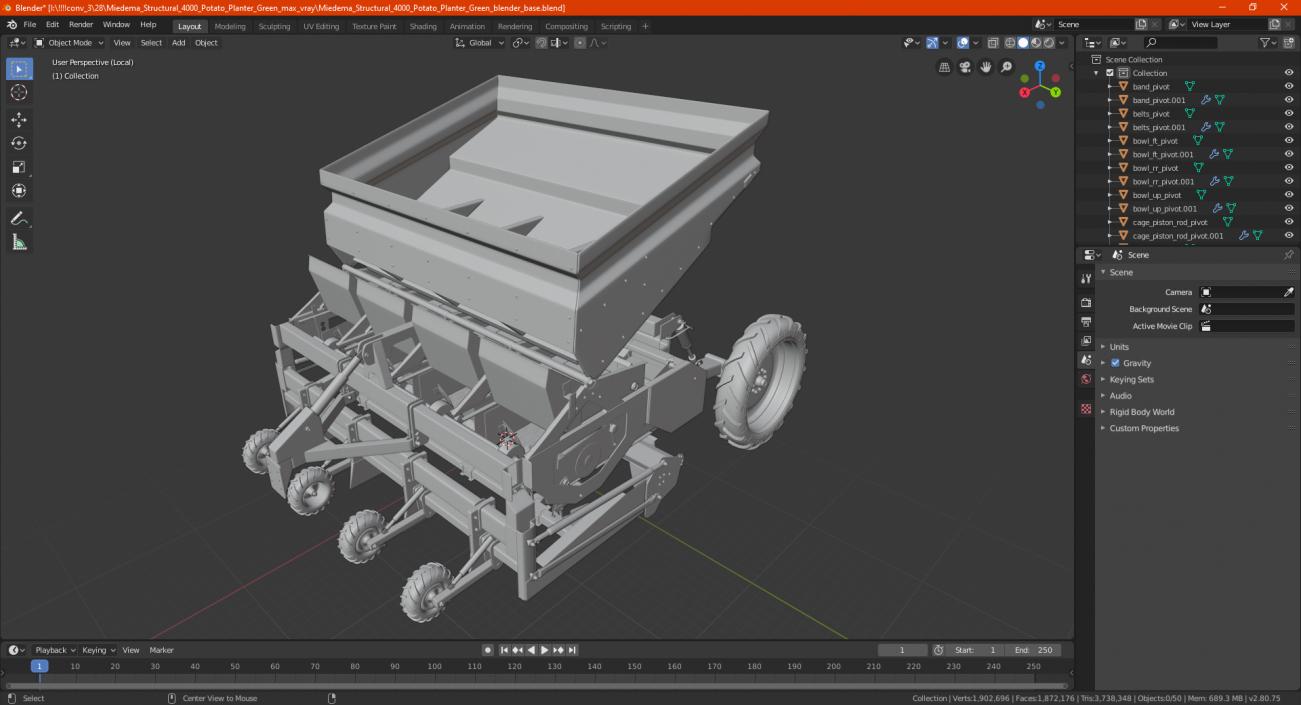 Miedema Structural 4000 Potato Planter Green Used 3D model