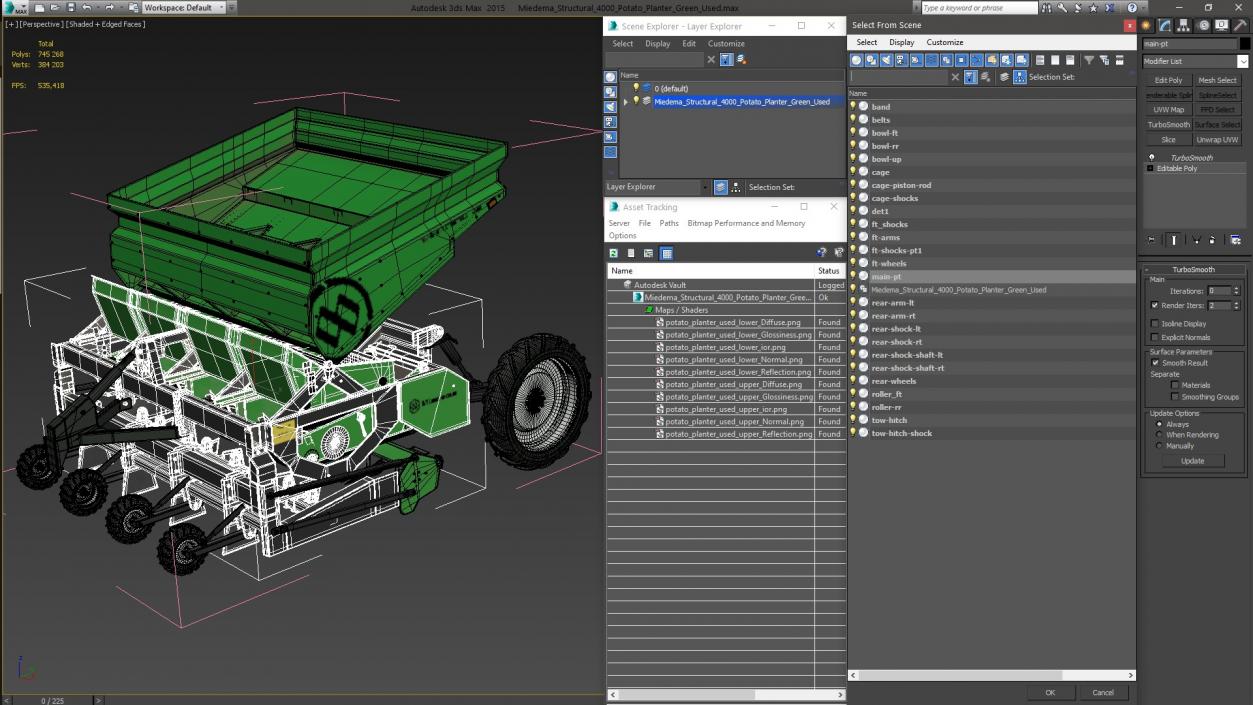 Miedema Structural 4000 Potato Planter Green Used 3D model