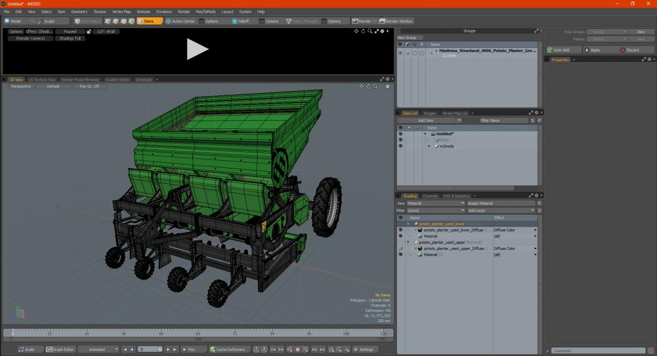 Miedema Structural 4000 Potato Planter Green Used 3D model